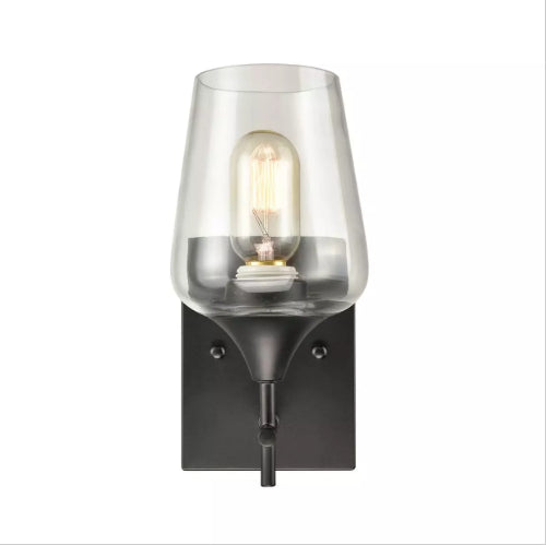 Industrial Clear Glass Wall Sconces Matte Black Wall Mount Lighting